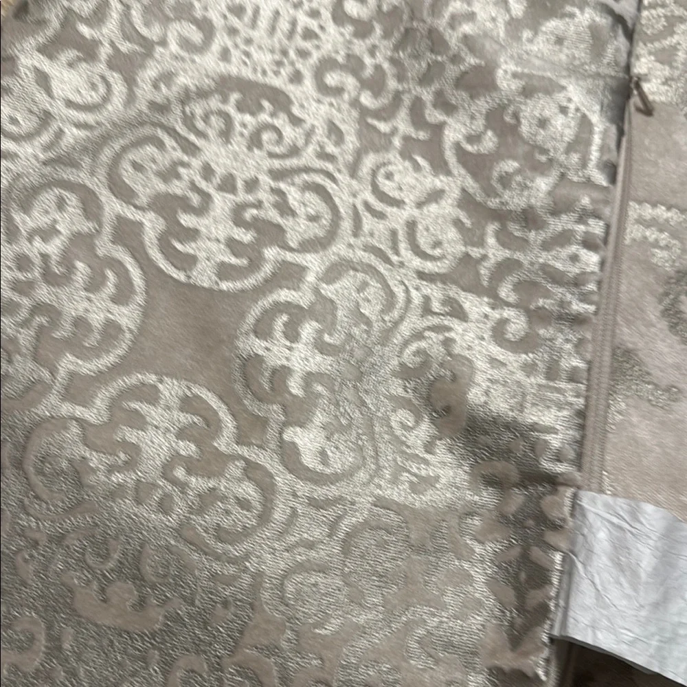 Z Gallerie Elegant Silver and Taupe Damask Fabric